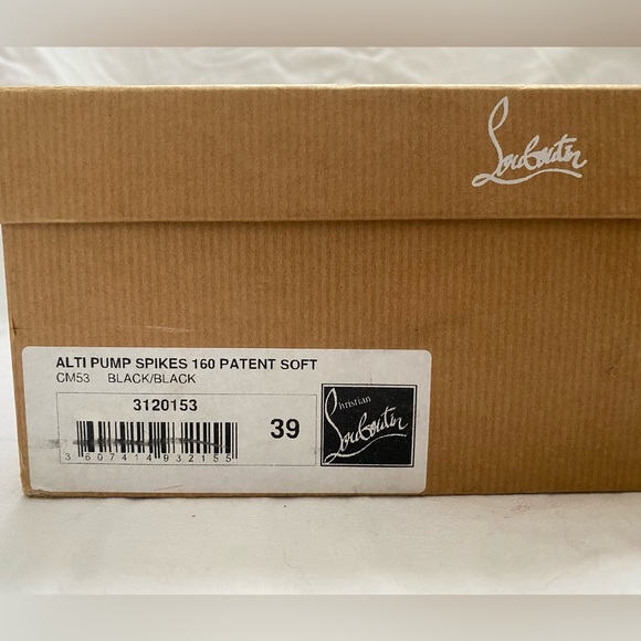New In Box Christian Louboutin Black Patent Leather Stud High Heels - Picture 2 of 14